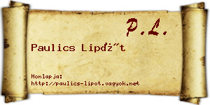 Paulics Lipót névjegykártya